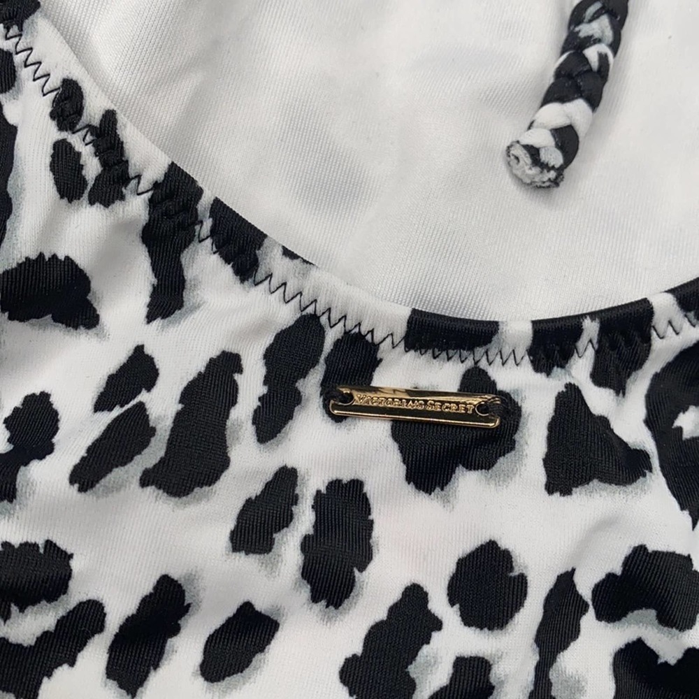 Victoria Secret’s One Piece Bathing Suit Animal Print Black White Cheetah Small - Picture 2 of 5